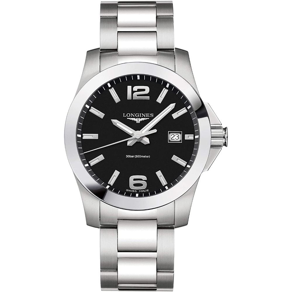 LONGINES Conquest Black Dial 41mm Silver Stainless Steel Bracelet L37594586