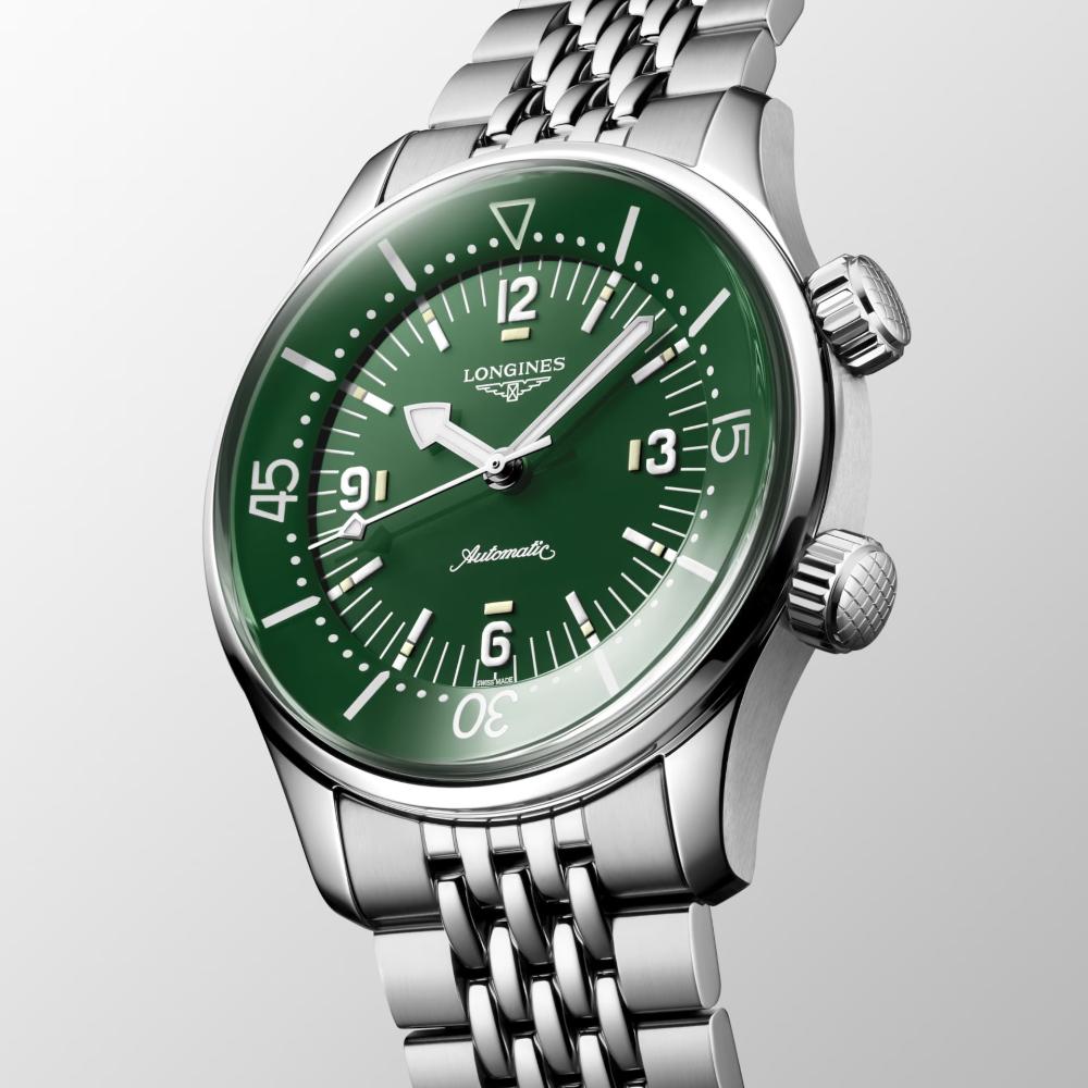 LONGINES Legend Diver Green Dial 39mm Silver Stainless Steel Bracelet L37644066