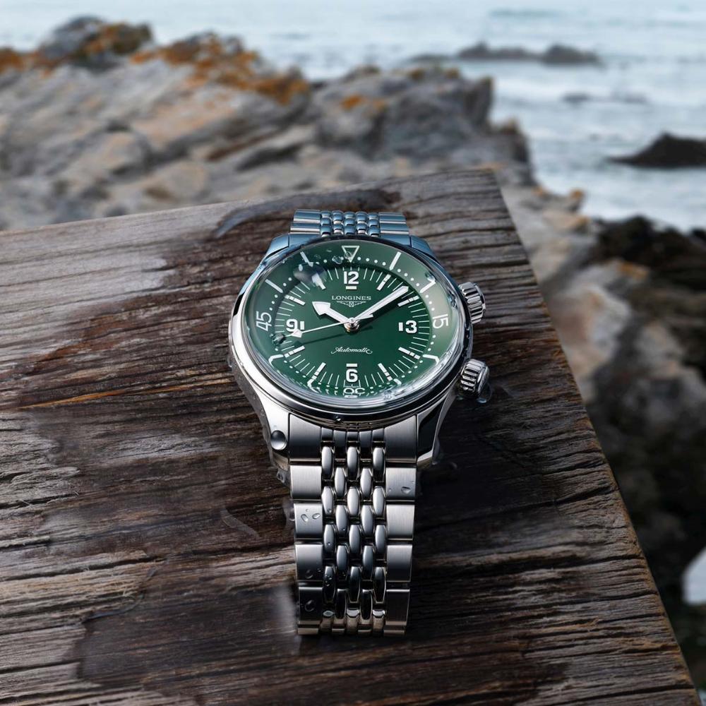 LONGINES Legend Diver Green Dial 39mm Silver Stainless Steel Bracelet L37644066 - 9