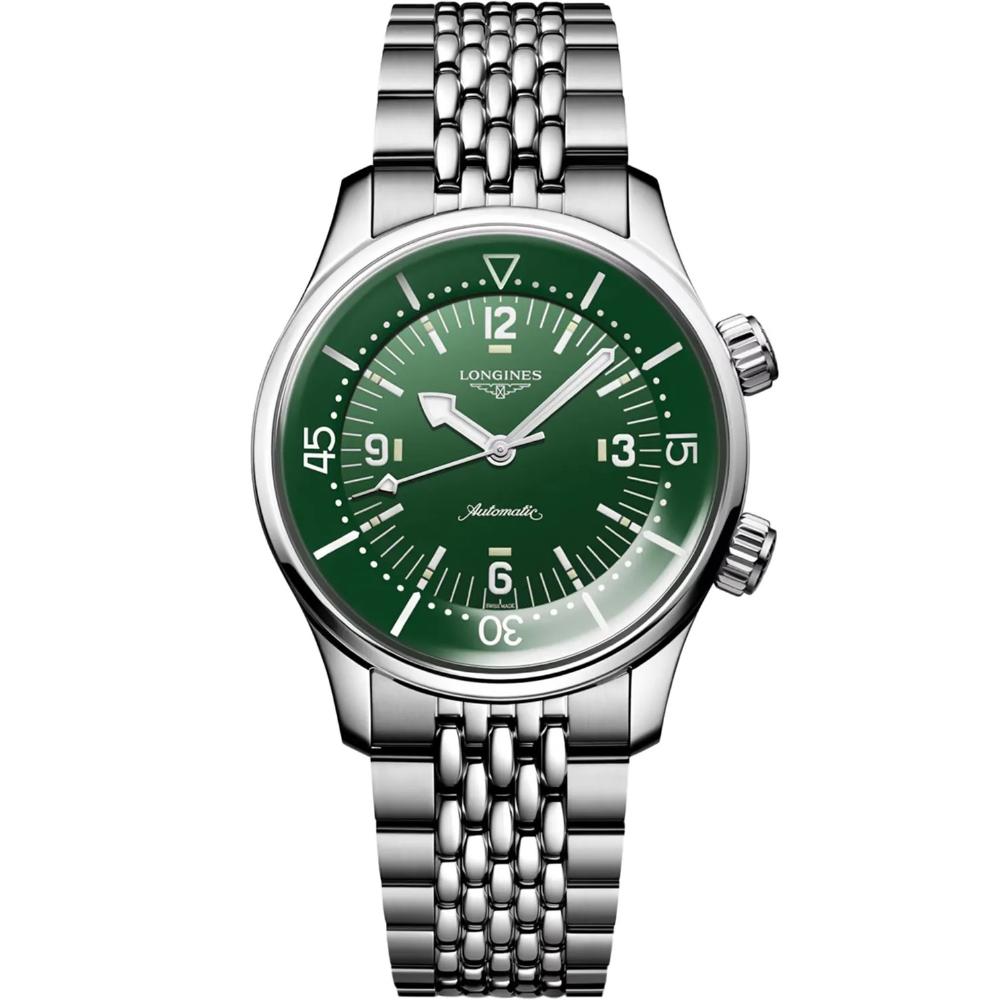 LONGINES Legend Diver Green Dial 39mm Silver Stainless Steel Bracelet L37644066