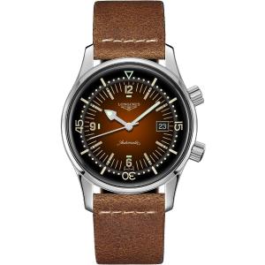 LONGINES Legend Diver 42mm Silver Stainless Steel Brown Leather Strap L37744602 - 6965