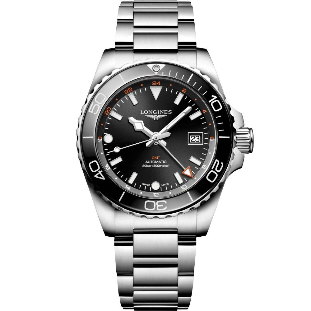 LONGINES HydroConquest GMT Ceramic Automatic Black Dial 41mm Silver Stainless Steel Bracelet L37904566
