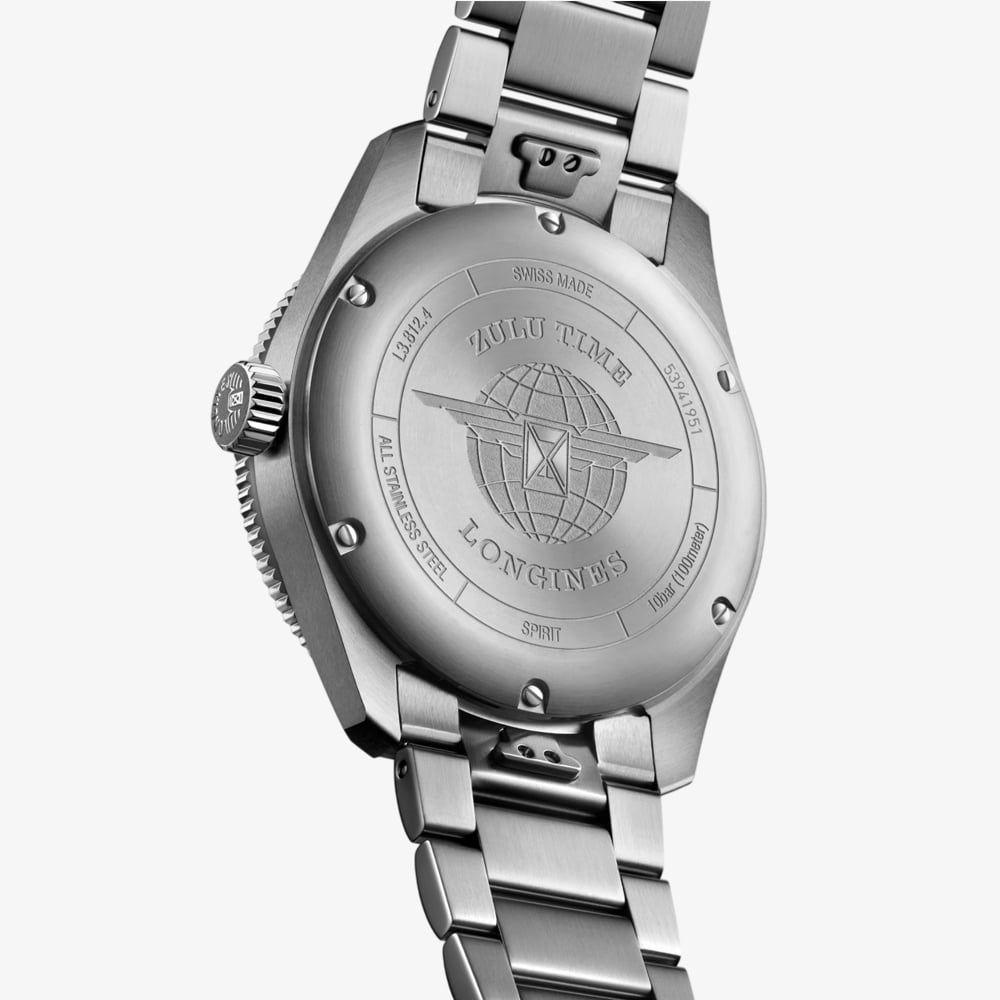 LONGINES Spirit Zulu Time Anthracite Gold Dial 42mm Silver Stainless Steel Bracelet L38124606