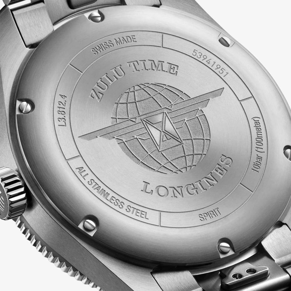 LONGINES Spirit Zulu Time Anthracite Gold Dial 42mm Silver Stainless Steel Bracelet L38124606