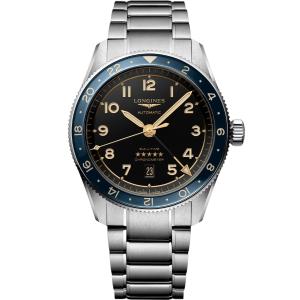 LONGINES Spirit Zulu Time Anthracite Gold Dial 42mm Silver Stainless Steel Bracelet L38124606 - 60101