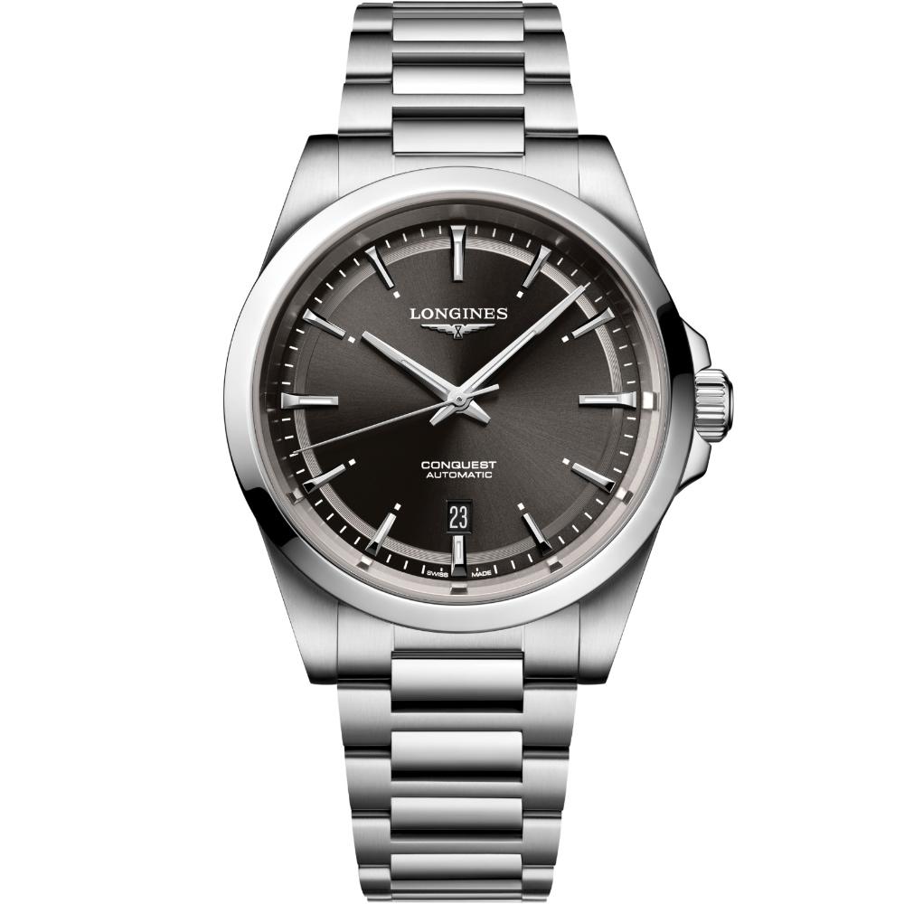 LONGINES Conquest Automatic Sunray Black Dial 41mm Silver Stainless Steel Bracelet L38304526