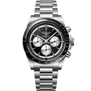LONGINES Conquest Chronograph Automatic Black With Silver Counters Dial 42mm Silver Stainless Steel Bracelet L38354526 - 42370