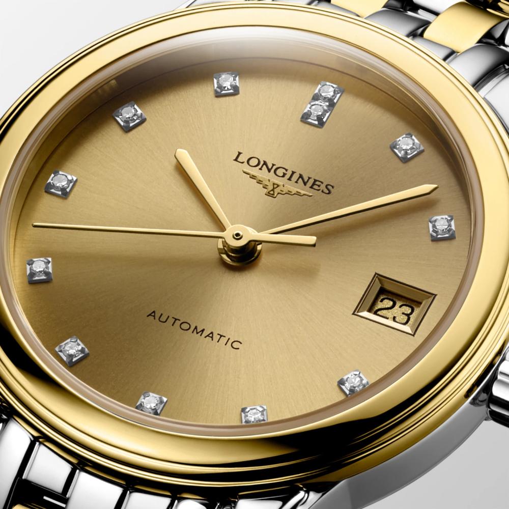 LONGINES Flagship Automatic Gold Dial with Diamonds 26mm Two Tone Gold Stainless Steel Bracelet L42743377 - 6