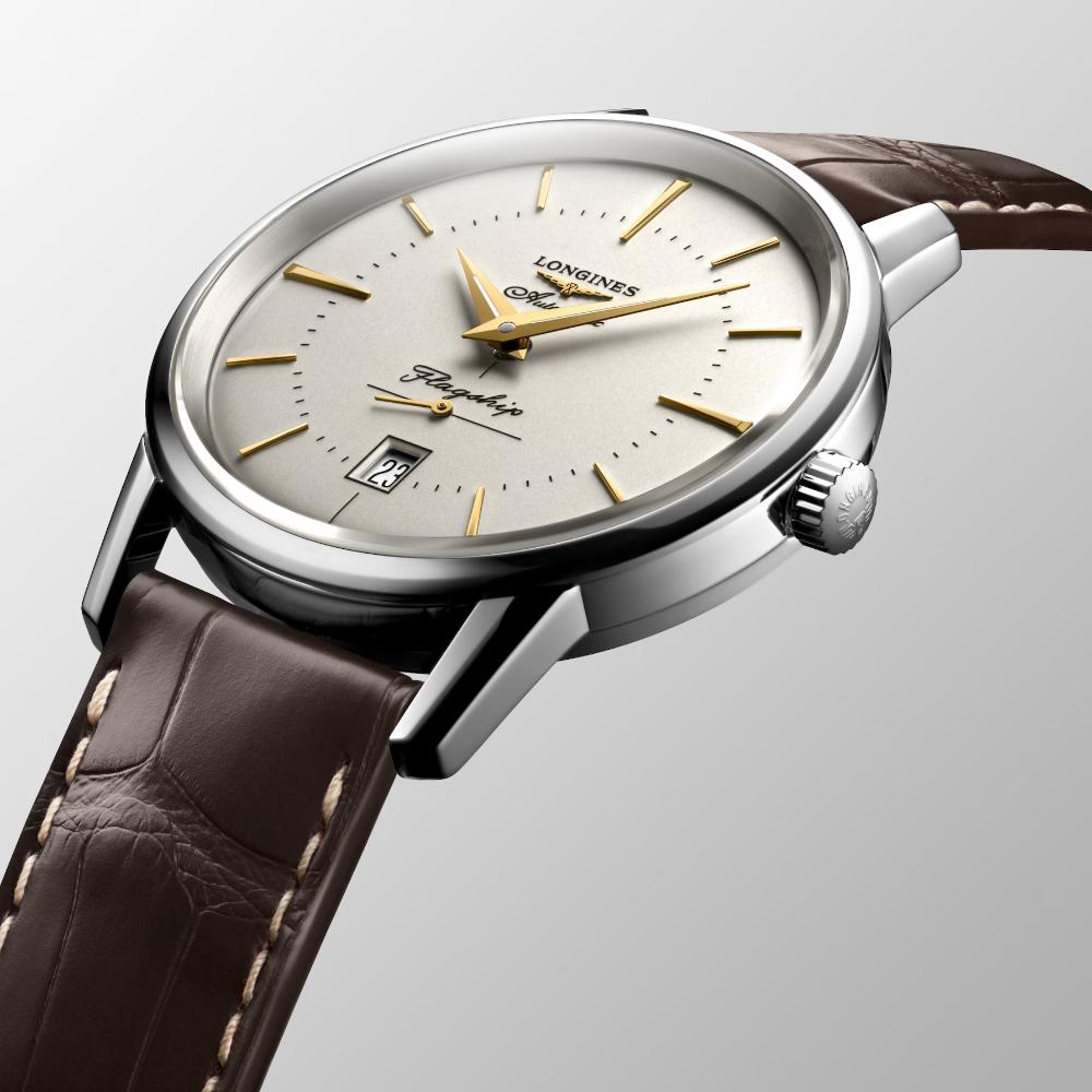 LONGINES Flagship Heritage Automatic Beige Dial 38.50mm Silver Stainless Steel Brown Leather Strap L47954782