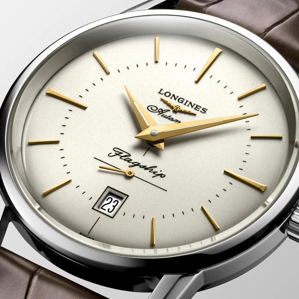 LONGINES Flagship Heritage Automatic Beige Dial 38.50mm Silver Stainless Steel Brown Leather Strap L47954782 - 7