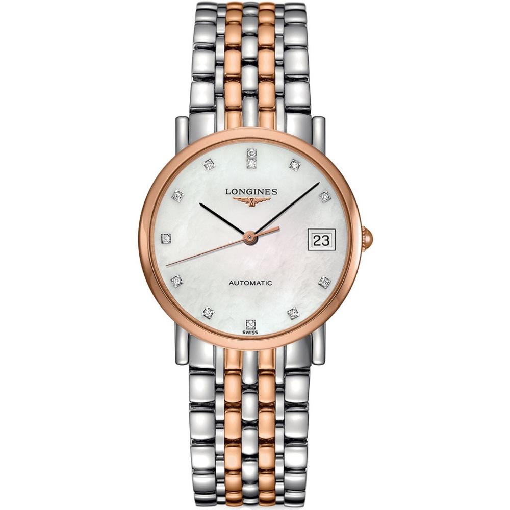 LONGINES Elegant Collection Automatic 34.5mm Two Tone Rose Gold & Silver Stainless Steel Bracelet L48095877