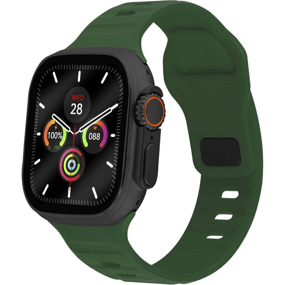 LEE COOPER Square Edge Plus Smartwatch 49 x 43mm Black Metal Green Rubber Strap LC.SM.3.04