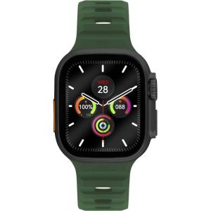 LEE COOPER Square Edge Plus Smartwatch 49 x 43mm Black Metal Green Rubber Strap LC.SM.3.04 - 40666