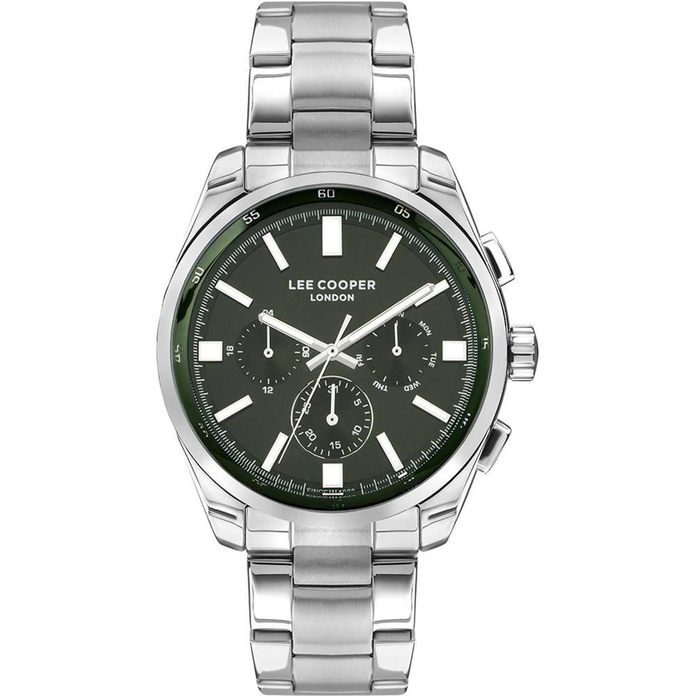 LEE COOPER Multifunction Green Dial 46mm Silver Stainless Steel Bracelet LC07513.370-MP