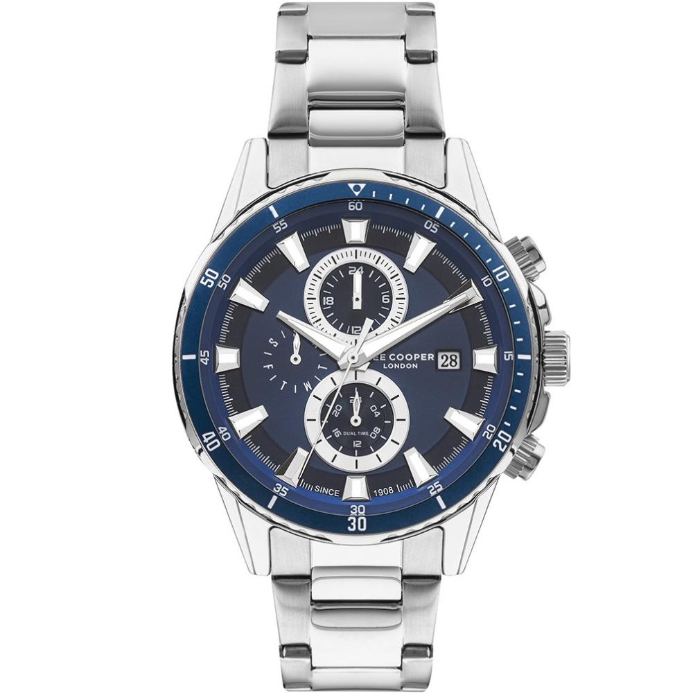 LEE COOPER 627 Chronograph Blue Dial 46mm Silver Stainless Steel Bracelet LC07627.390