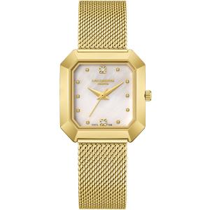 LEE COOPER Ladies White Pearl Dial 27mm Gold Stainless Steel Mesh Bracelet LC08027.120 - 49080