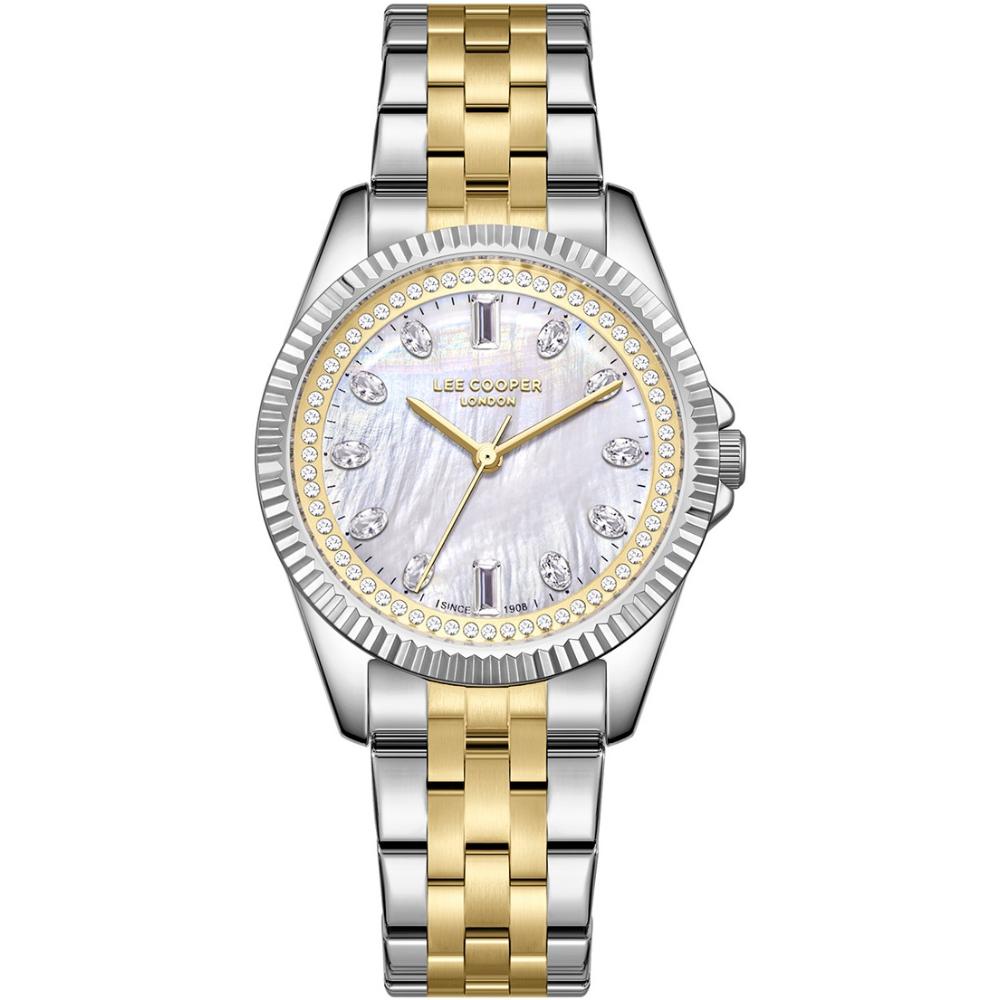 LEE COOPER Ladies White Pearl Dial 35mm Two Tone Gold Stainless Steel Bracelet LC08033.220