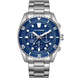 LEE COOPER Dual Time Multifunction Blue Dial 43mm Silver Stainless Steel Bracelet LC08101.390 - 54869