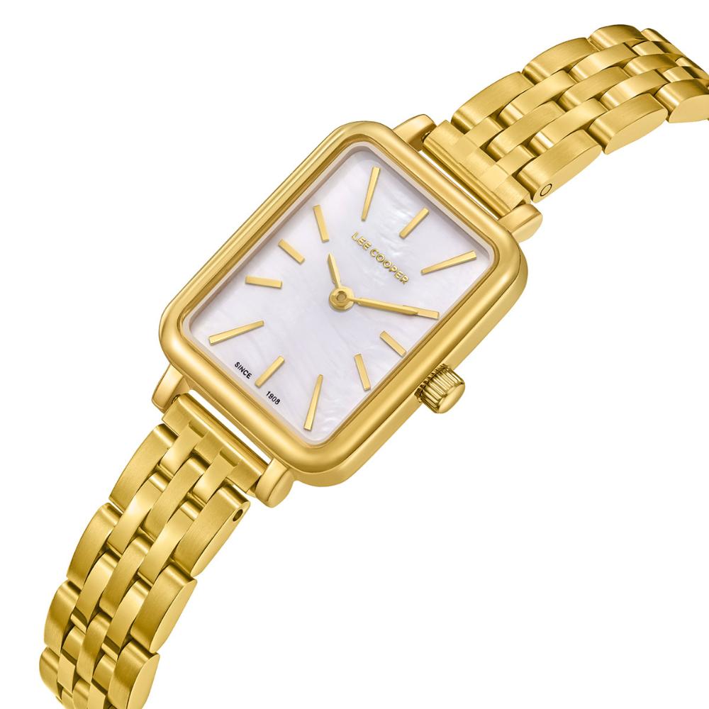 LEE COOPER Ladies White Pearl Dial 20.5mm Gold Stainless Steel Bracelet LC08121.120