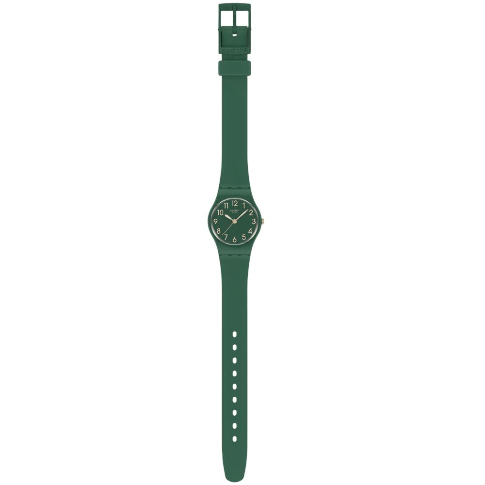 SWATCH Notes Of Pecan Three Hands 25mm Green Silicone Strap LG130