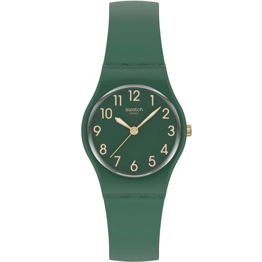 SWATCH Notes Of Pecan Three Hands 25mm Green Silicone Strap LG130