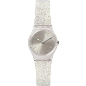 SWATCH Silver Glistar Too Three Hands 25mm White Silicone Strap LK343E - 49736