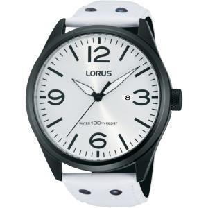 LORUS Classic Gent's 46mm Black Stainless Steel White Leather Strap RH963DX9 - 8857