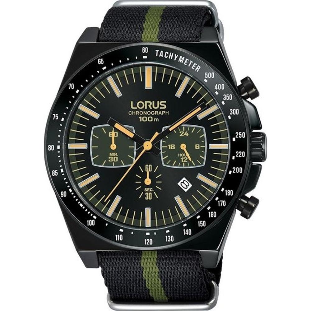 LORUS Chronograph 44mm Black Stainless Steel Black Fabric Strap RT353GX9