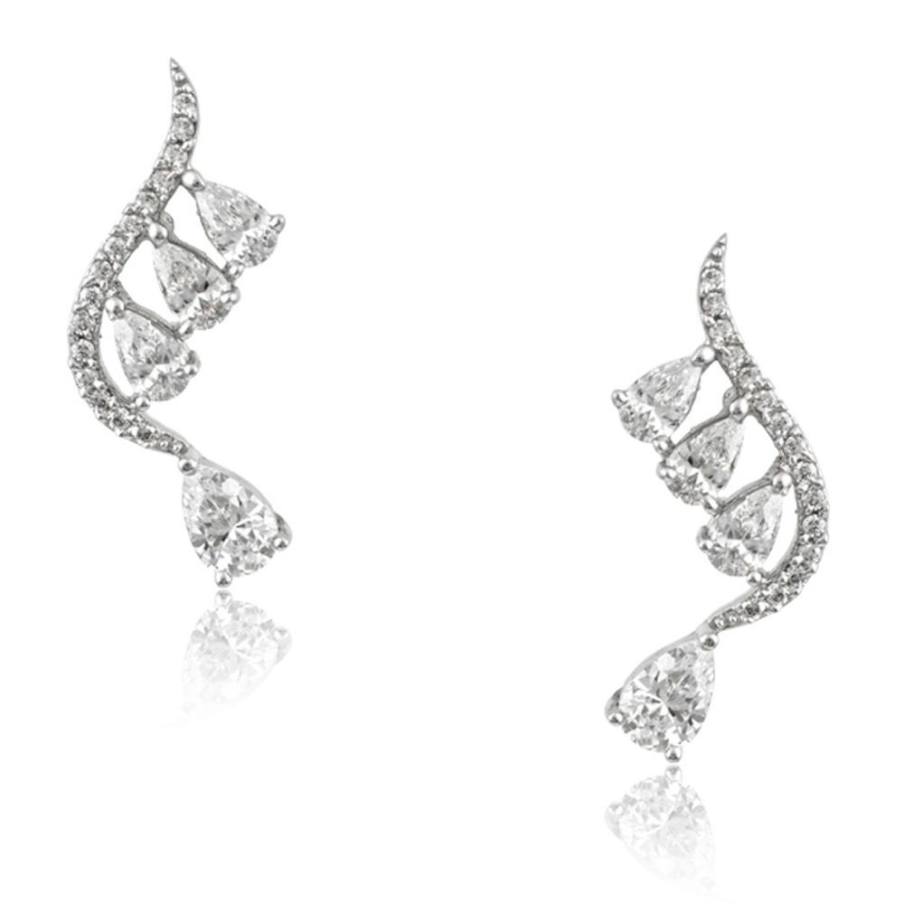 EARRINGS Full Stones SENZIO Collection White Gold K14 with Zircon Stones M0030EAW