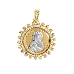 ΠΑΝΑΓΙΤΣΑ SENZIO Collection από Κ14 Κίτρινο & Λευκό Χρυσό με πέτρες Ζιργκόν M0035 - 35872
