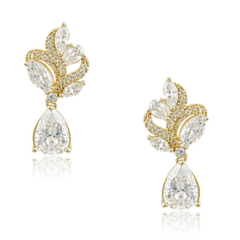 EARRINGS Full Stones SENZIO Collection Yellow Gold K14 with Zircon Stones M00400EAY