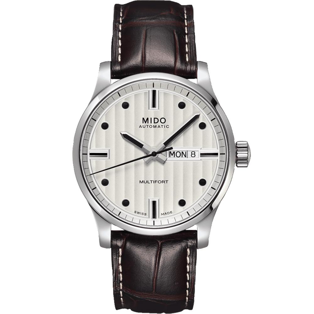 MIDO Multifort Automatic White Dial 42mm Silver Stainless Steel Brown Leather Strap M005.430.16.031.80