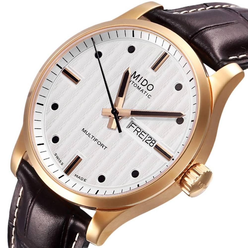 MIDO Multifort Automatic 42mm Rose Gold Stainless Steel Brown Leather Strap M005.430.36.031.80