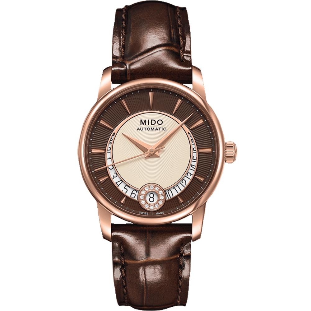 MIDO Baroncelli Diamonds Automatic 33mm Rose Gold Stainless Steel Brown Leather Strap M007.207.36.291.00