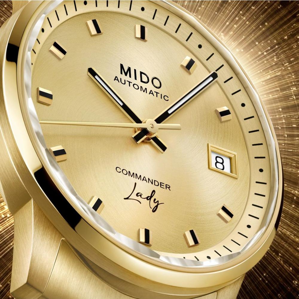 MIDO Commander Lady Automatic Gold Dial 36mm Gold Stainless Steel Bracelet M021.207.33.021.00