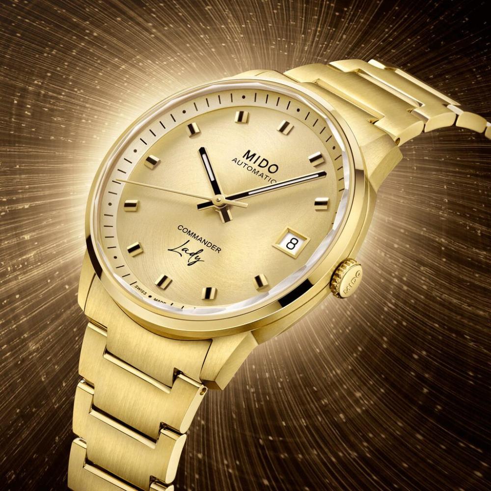 MIDO Commander Lady Automatic Gold Dial 36mm Gold Stainless Steel Bracelet M021.207.33.021.00 - 6