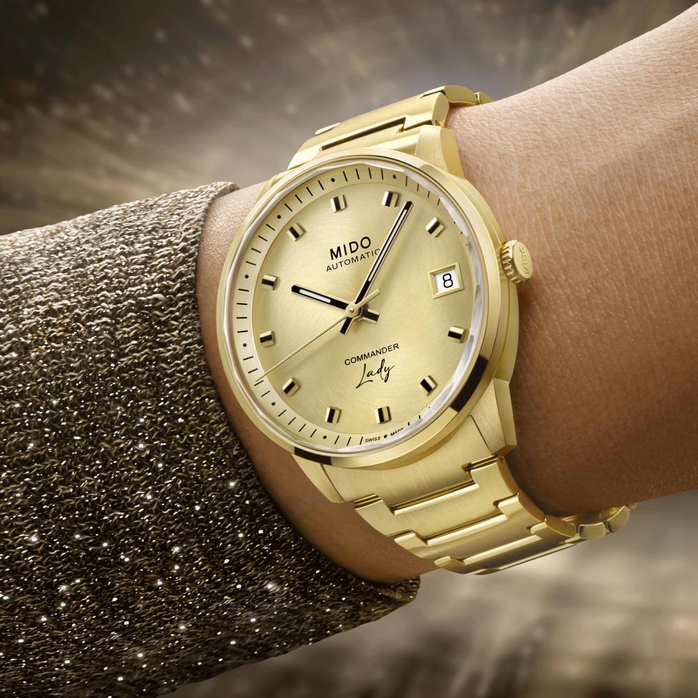 MIDO Commander Lady Automatic Gold Dial 36mm Gold Stainless Steel Bracelet M021.207.33.021.00 - 9