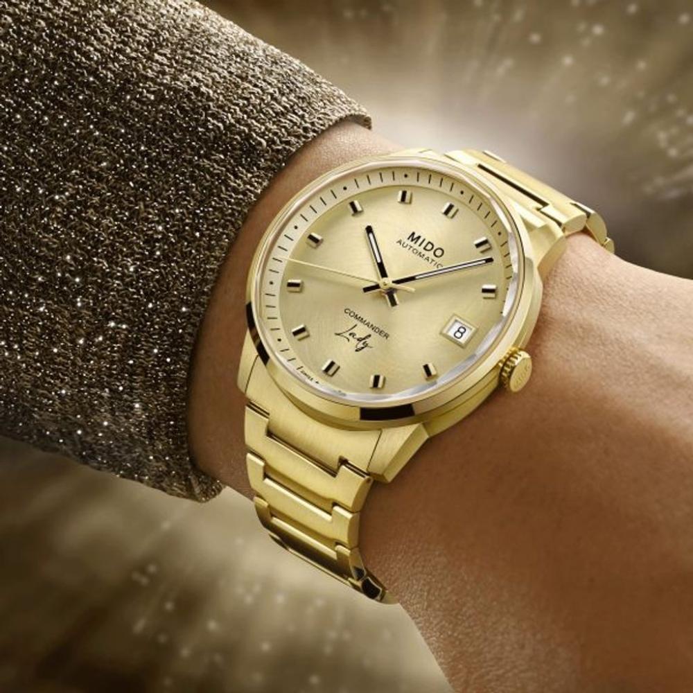 MIDO Commander Lady Automatic Gold Dial 36mm Gold Stainless Steel Bracelet M021.207.33.021.00 - 8