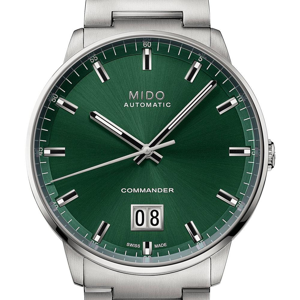 MIDO Commander Big Date Automatic Green Dial 42mm Silver Stainless Steel Bracelet M021.626.11.091.00
