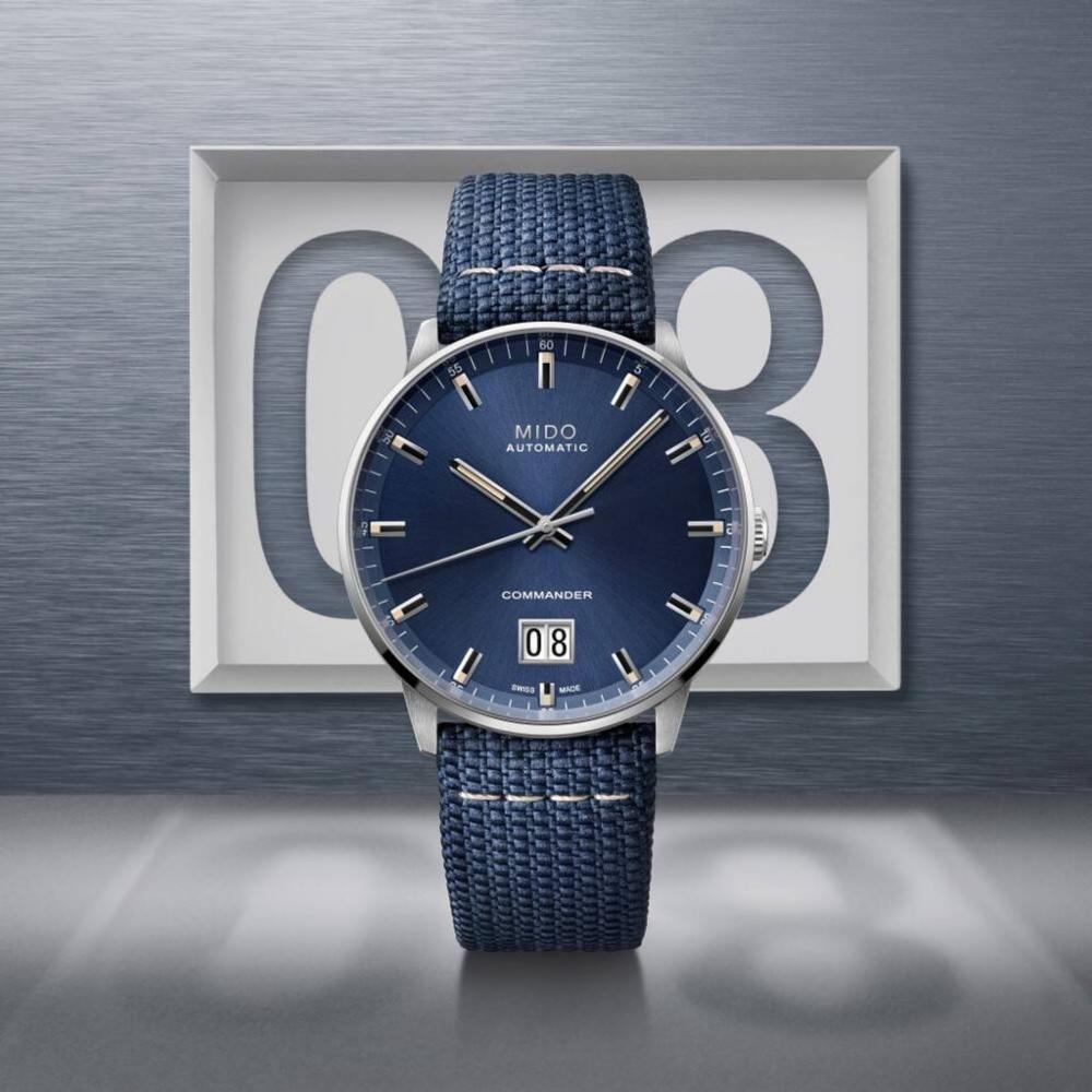 MIDO Commander Big Date Automatic Blue Dial 42mm Silver Stainless Steel Blue Fabric Strap M021.626.17.041.00 - 7