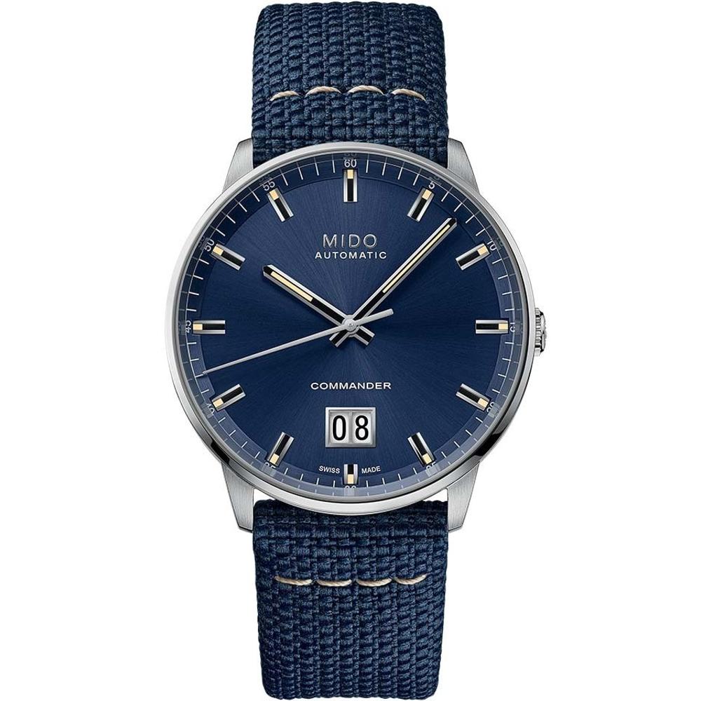MIDO Commander Big Date Automatic Blue Dial 42mm Silver Stainless Steel Blue Fabric Strap M021.626.17.041.00