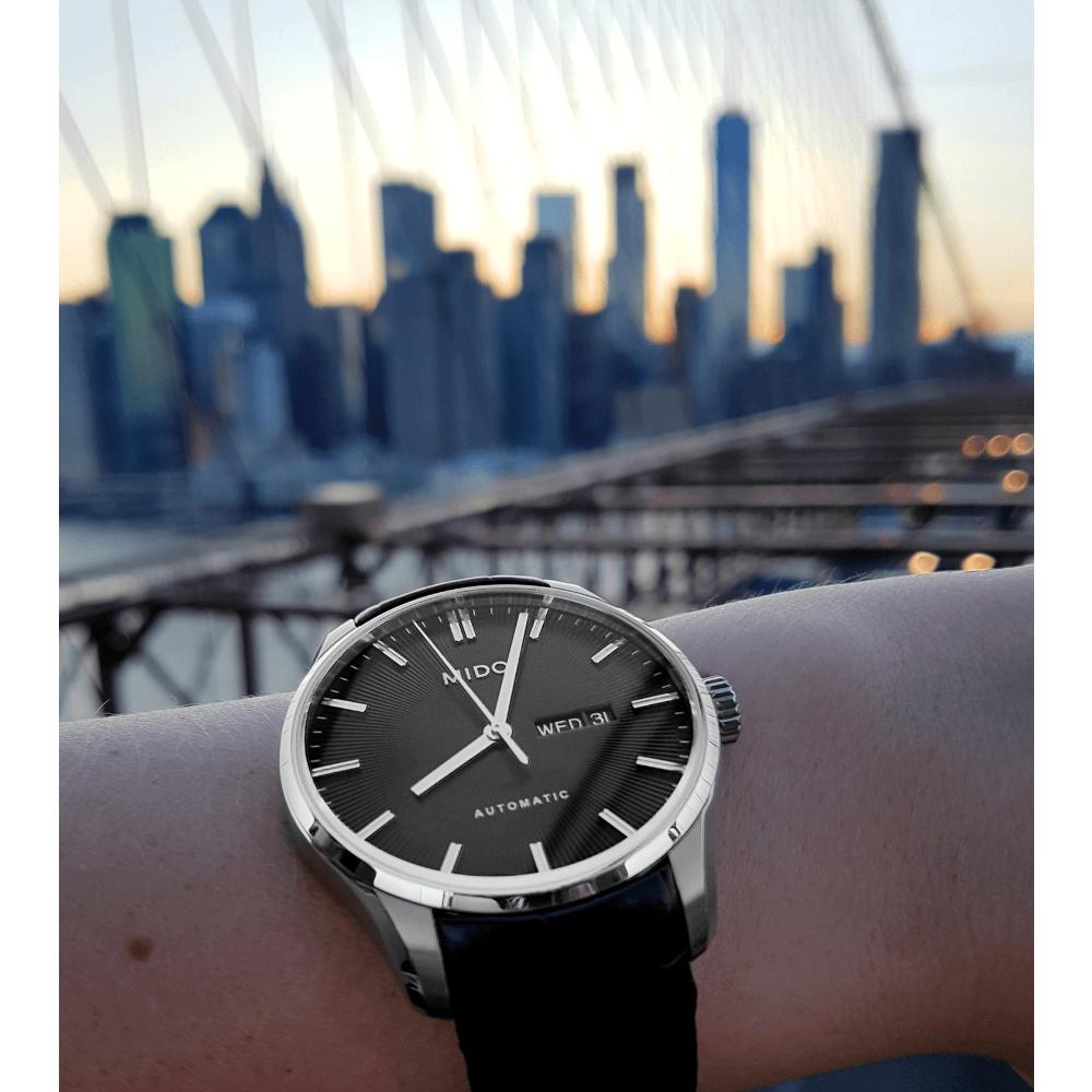 MIDO Belluna Sunray Automatic 42.5mm Silver Stainless Steel Black Leather Strap M024.630.16.051.00