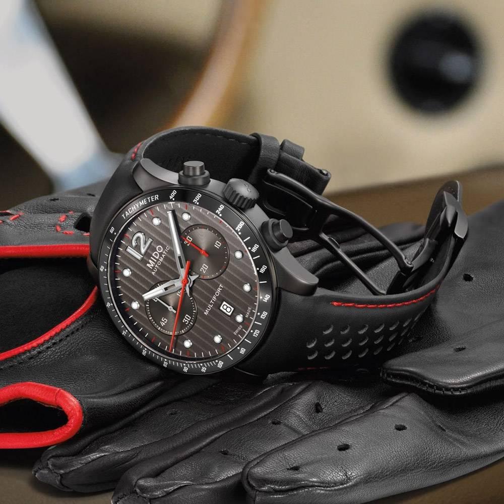 MIDO Multifort Chronograph Automatic 44mm Black Stainless Steel Black Leather Strap M025.627.36.061.00