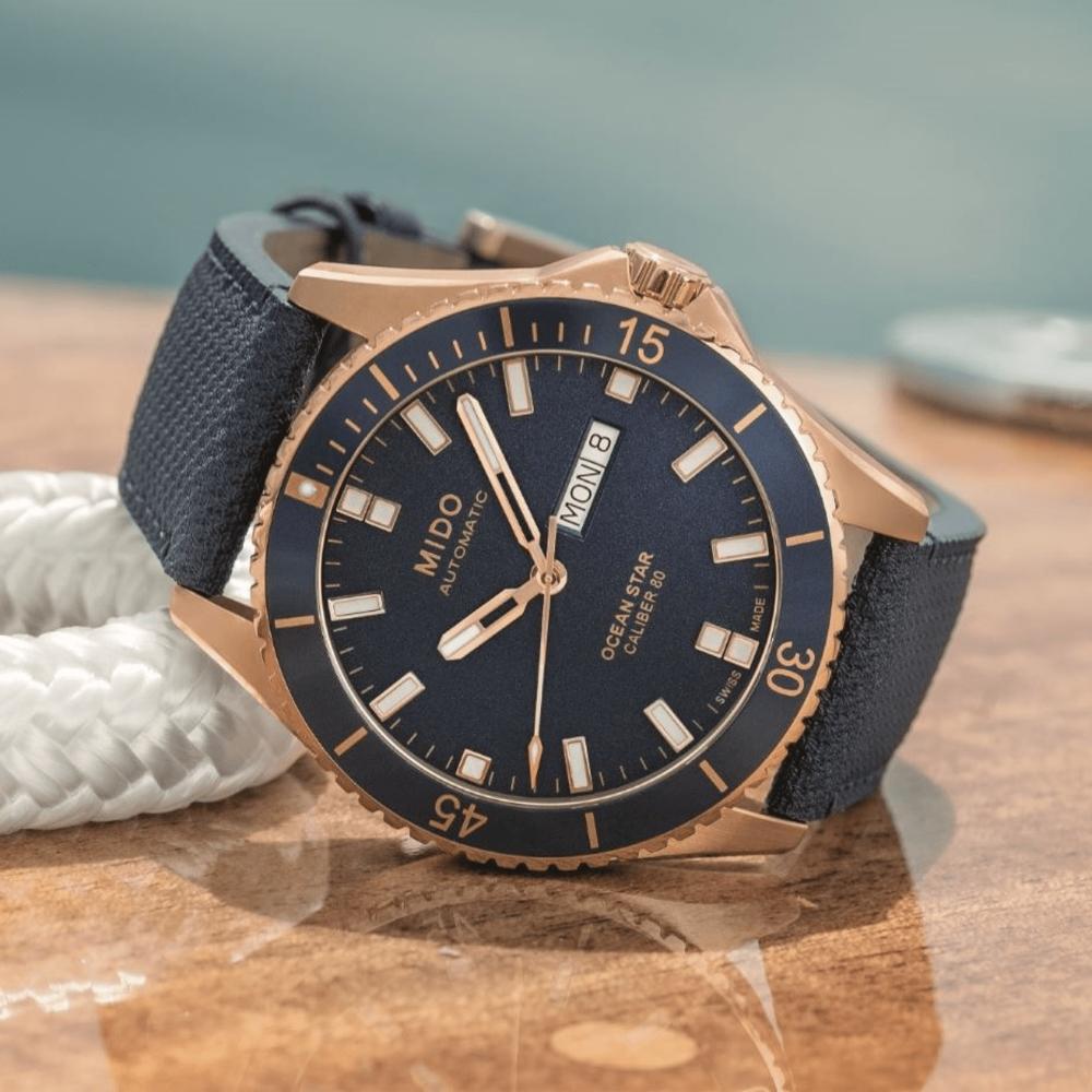 MIDO Ocean Star 200 Automatic 42.5mm Rose Gold Stainless Steel Blue Fabric Strap M026.430.36.041.00