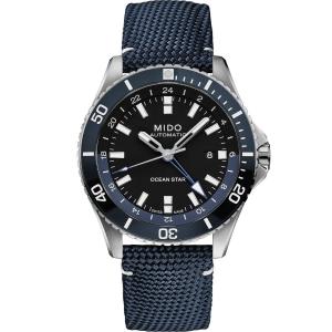 MIDO Ocean Star GMT Black Dial 44mm Silver Stainless Steel Blue Fabric Strap M026.629.17.051.00 - 42034
