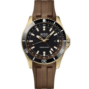 MIDO Ocean Star GMT Black Dial 44mm Gold Stainless Steel Brown Rubber Strap M026.629.37.291.00 - 59935