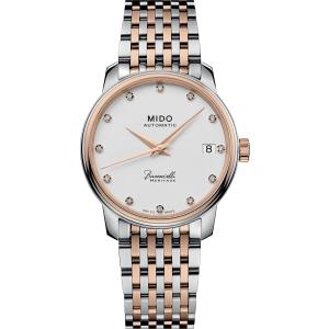MIDO Baroncelli Heritage Lady Diamonds 33mm Silver & Rose Gold Stainless Steel Bracelet M027.207.22.016.00 - 21493