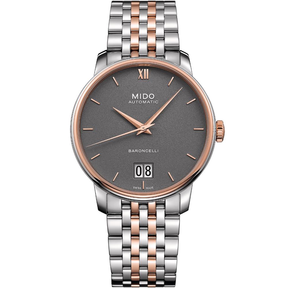 MIDO Baroncelli Big Date Automatic 40mm Two Tone Rose Gold & Silver Stainless Steel Bracelet M027.426.22.088.00