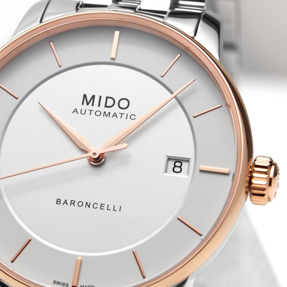 MIDO Baroncelli Signature Lady 30mm Rose Gold & Silver Stainless Steel Bracelet M037.207.21.031.00 - 6