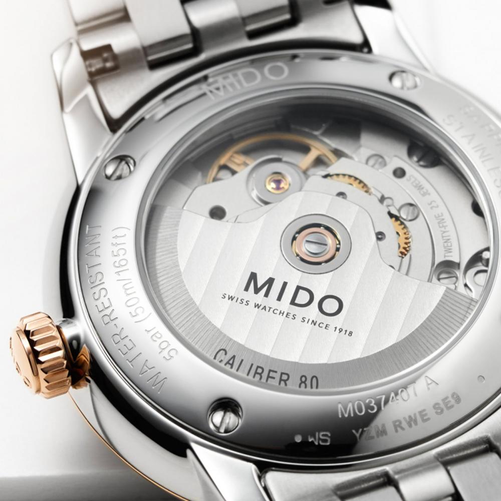 MIDO Baroncelli Signature Lady 30mm Rose Gold & Silver Stainless Steel Bracelet M037.207.21.031.00 - 7